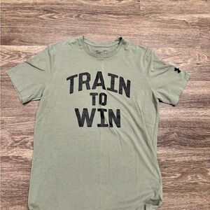 Under Armour HeatGear “Train to Win” Graphic Tee Olive Green Size Medium